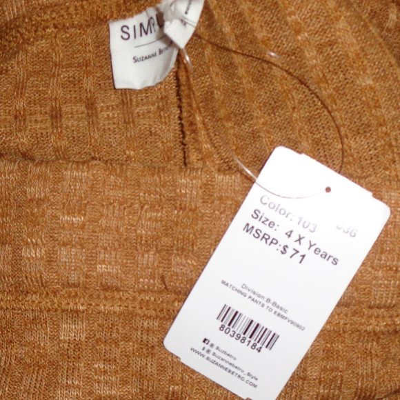 Marled Camel Ribbed Straight Wide Leg Pants - Picture 4 of 7